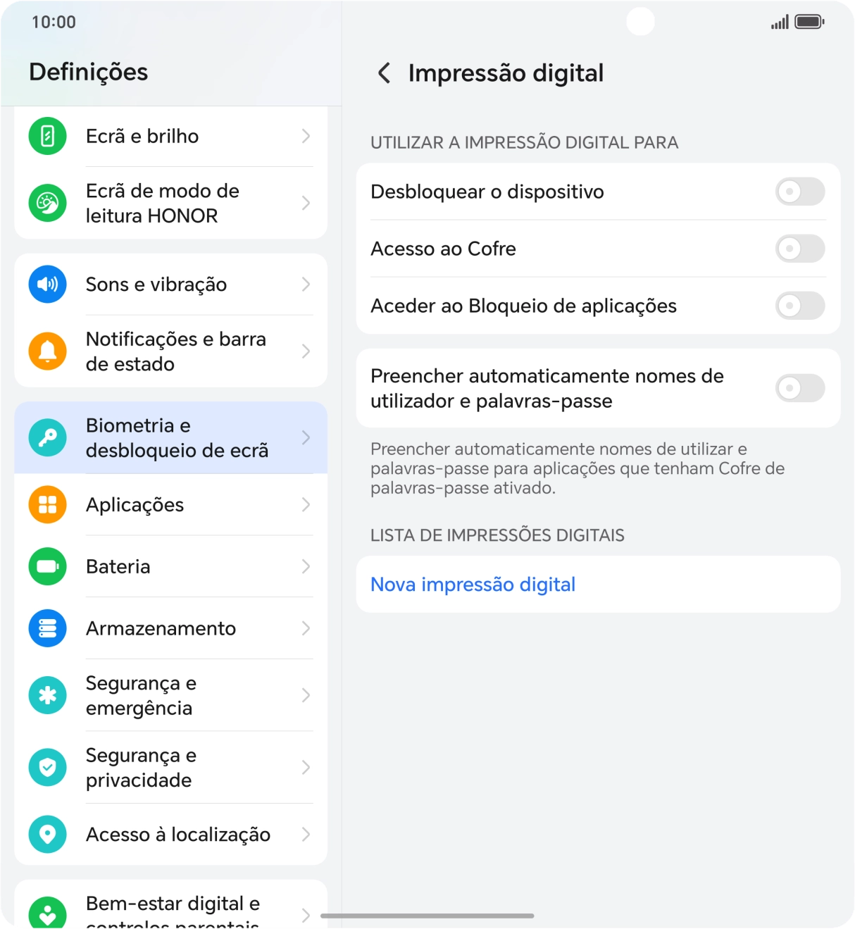 Prima Nova impressão digital.