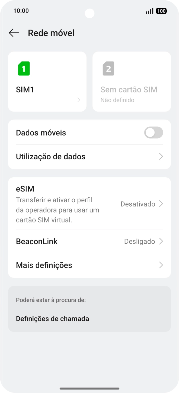 Prima o nome do cartão SIM.