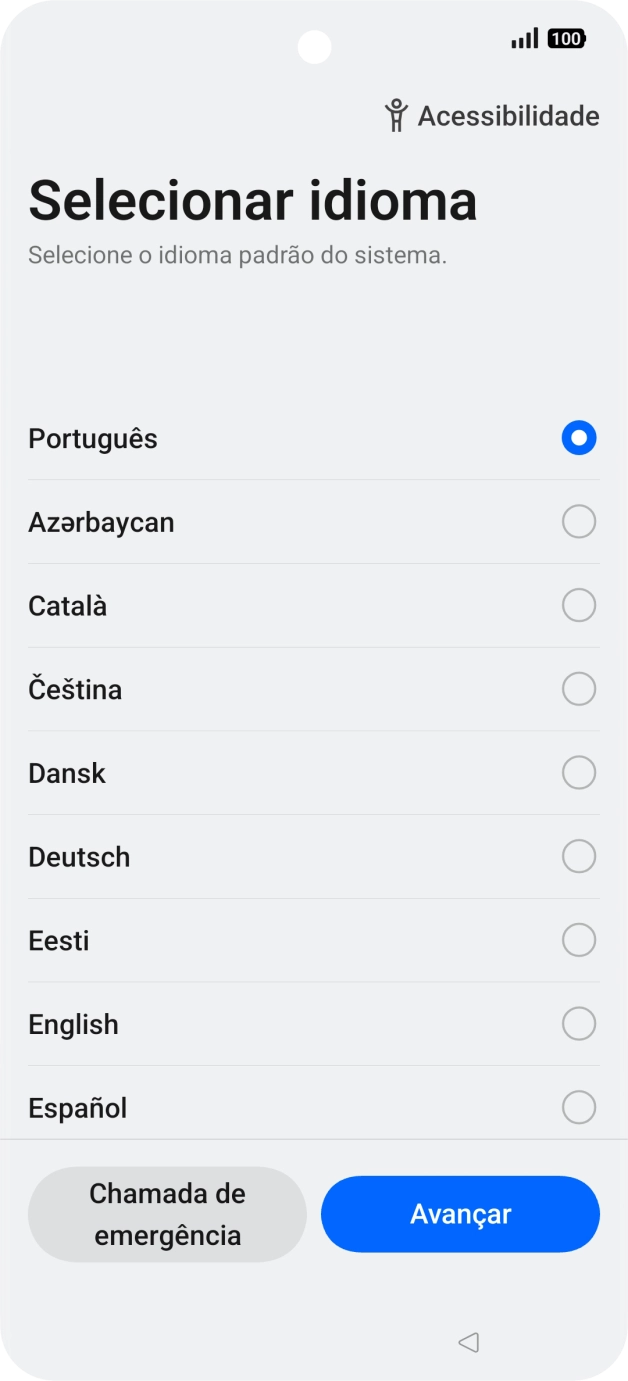 Prima o idioma pretendido.