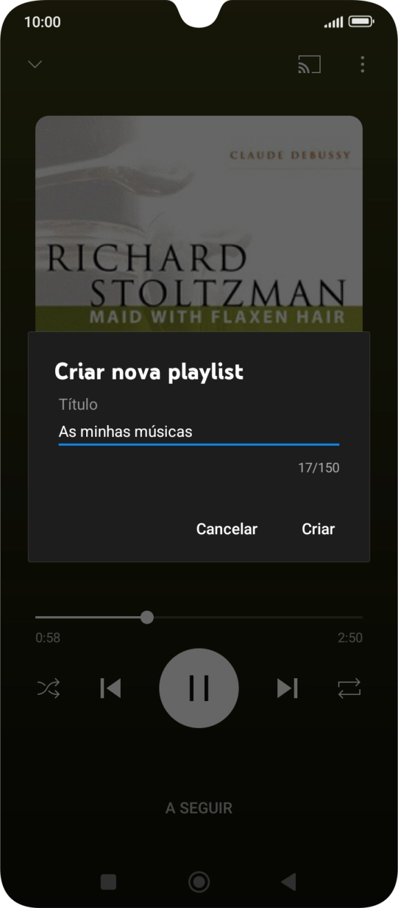 Introduza o nome pretendido para a lista de reprodução e prima Criar.