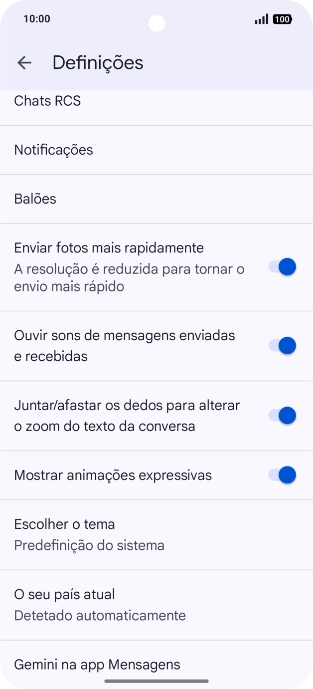 Prima Gemini na app Mensagens.