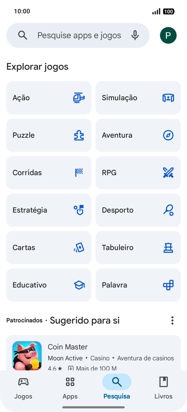 Prima a caixa de pesquisa.