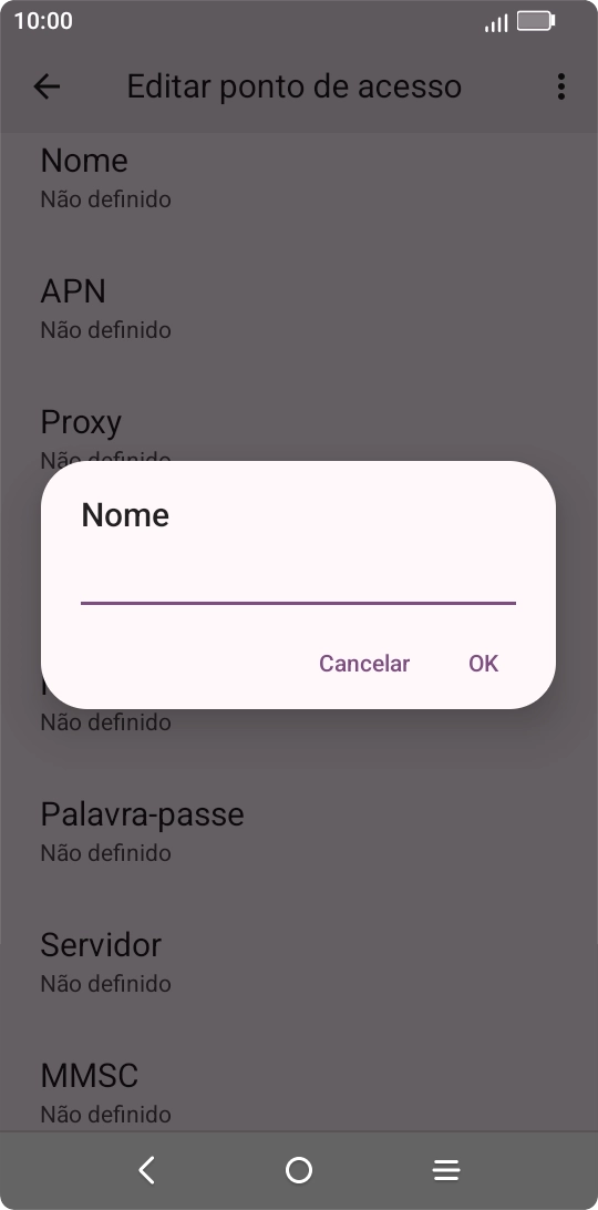 Introduza Vodafone Internet e prima OK.