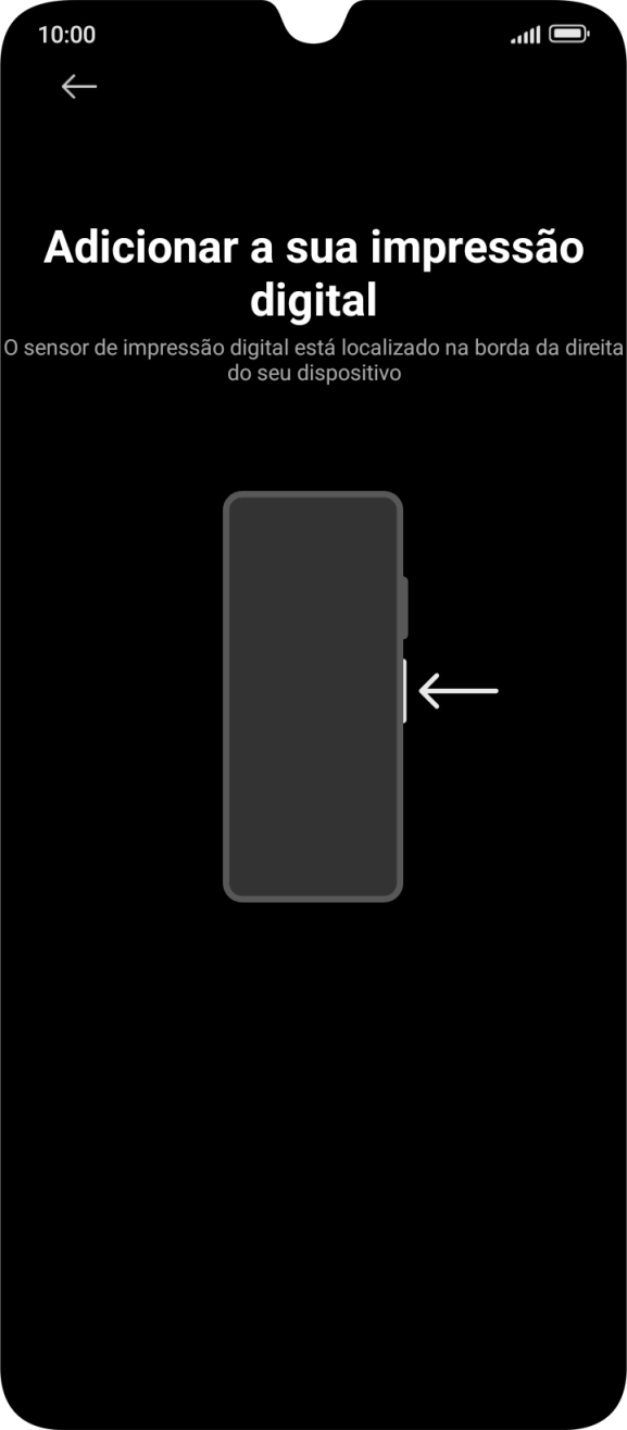 Siga as indicações no ecrã para definir a impressão digital como código de bloqueio.