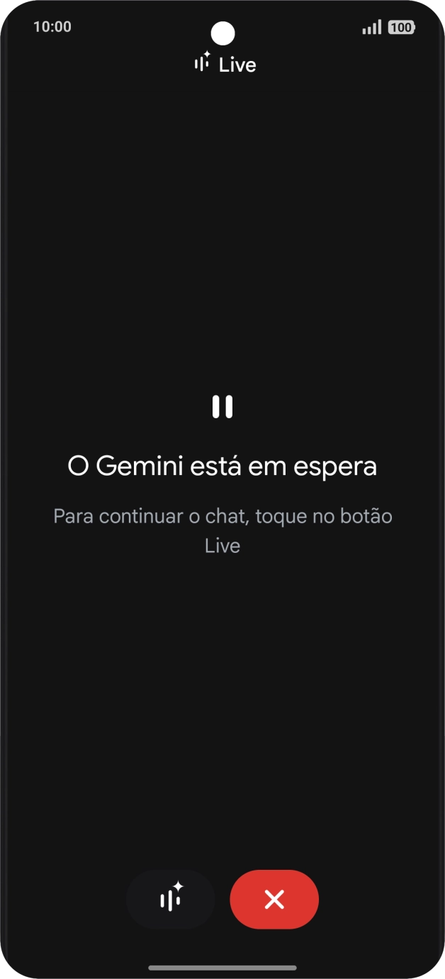 Para reiniciar a conversa, prima o ícone para retomar.