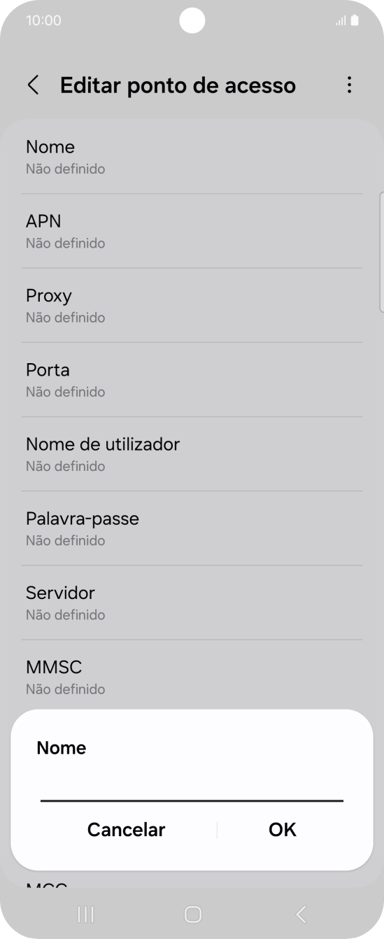 Introduza Vodafone Internet e prima OK.