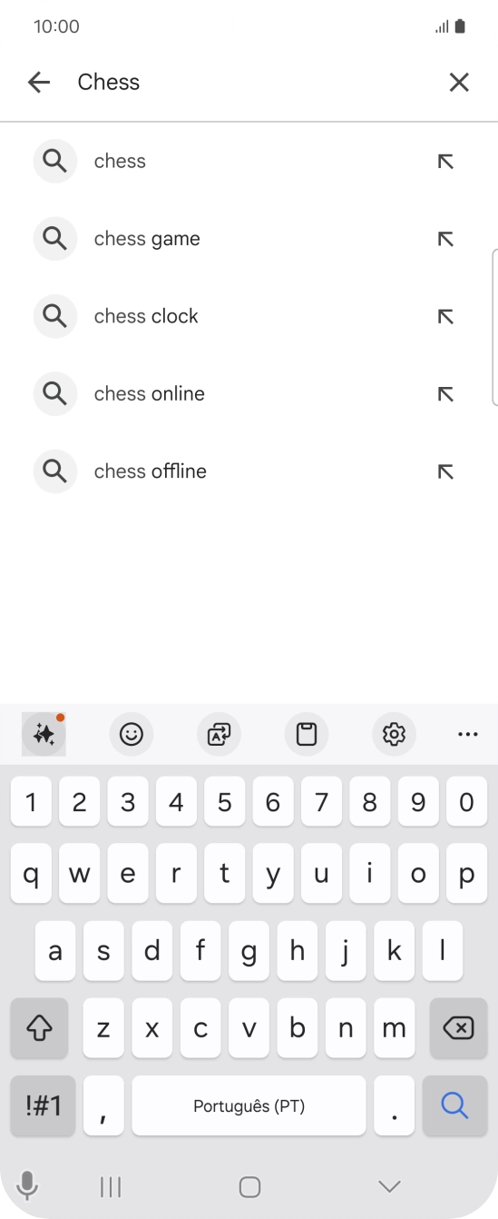 Introduza o nome ou categoria da app pretendida e prima o ícone para pesquisar.