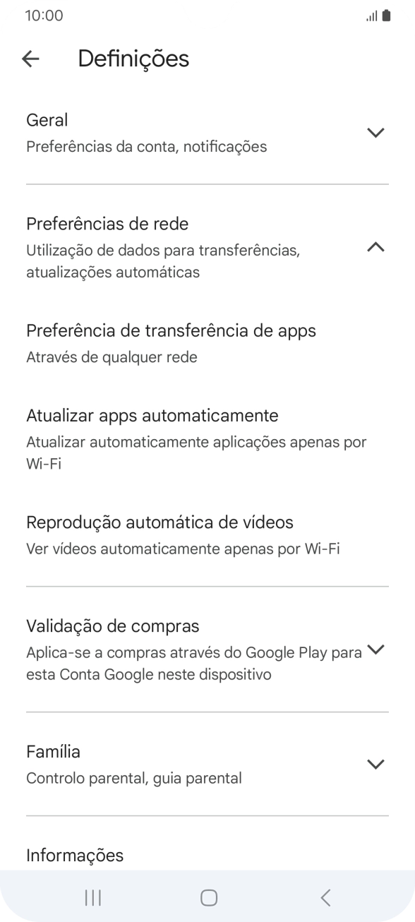 Prima Atualizar apps automaticamente.