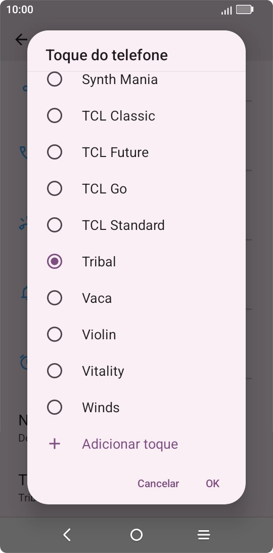 Prima os tons de toque pretendidos para os ouvir.