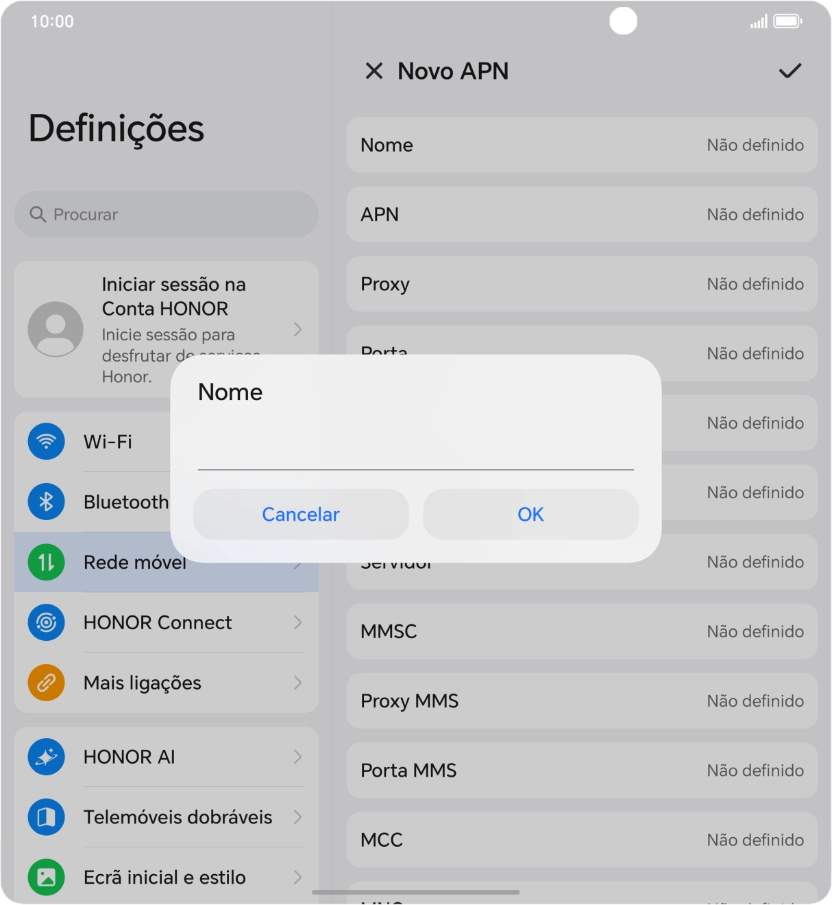 Introduza Vodafone MMS e prima OK.