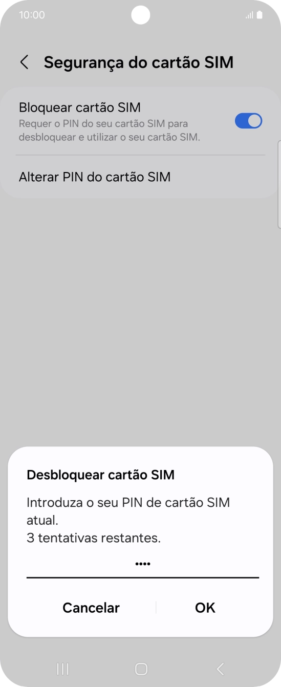 Introduza o seu código PIN e prima OK.