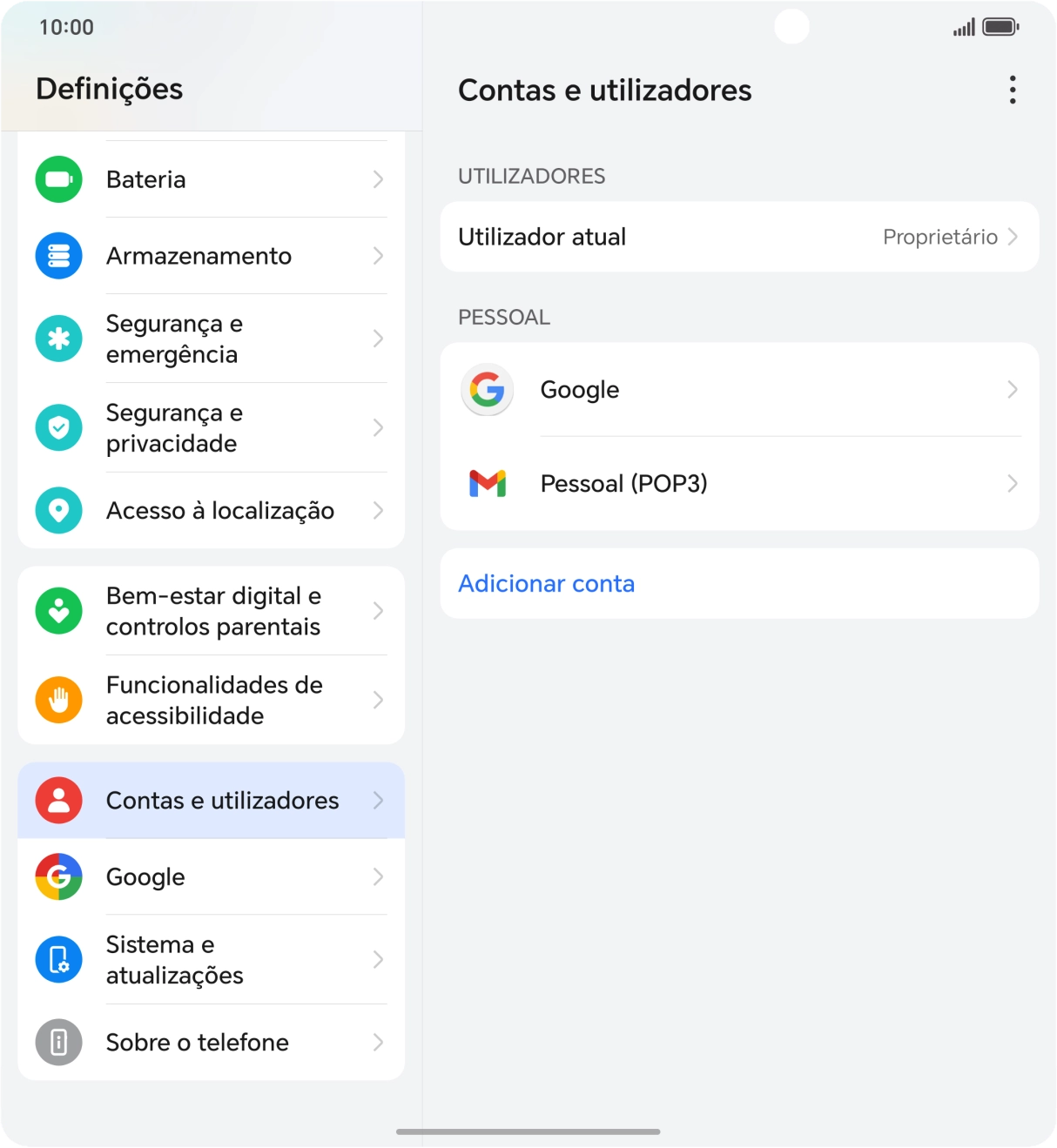 Prima o ícone de menu.