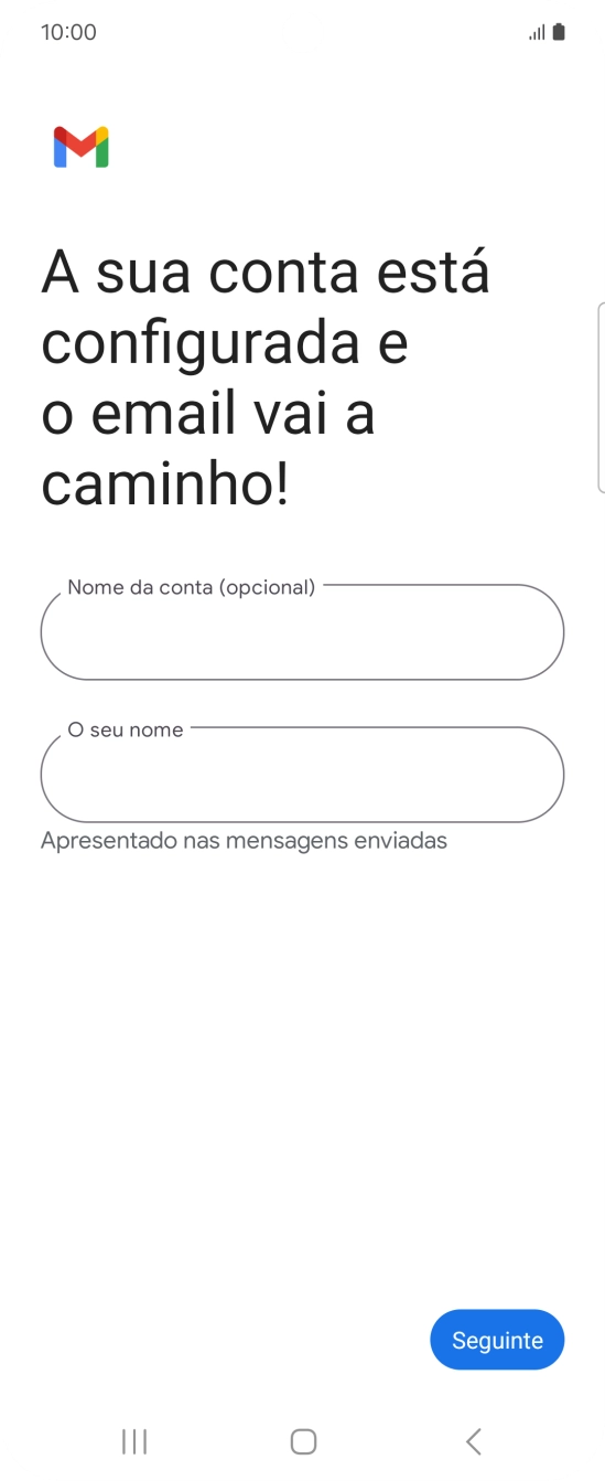 Prima Nome da conta (opcional) e introduza o nome pretendido da conta de e-mail.