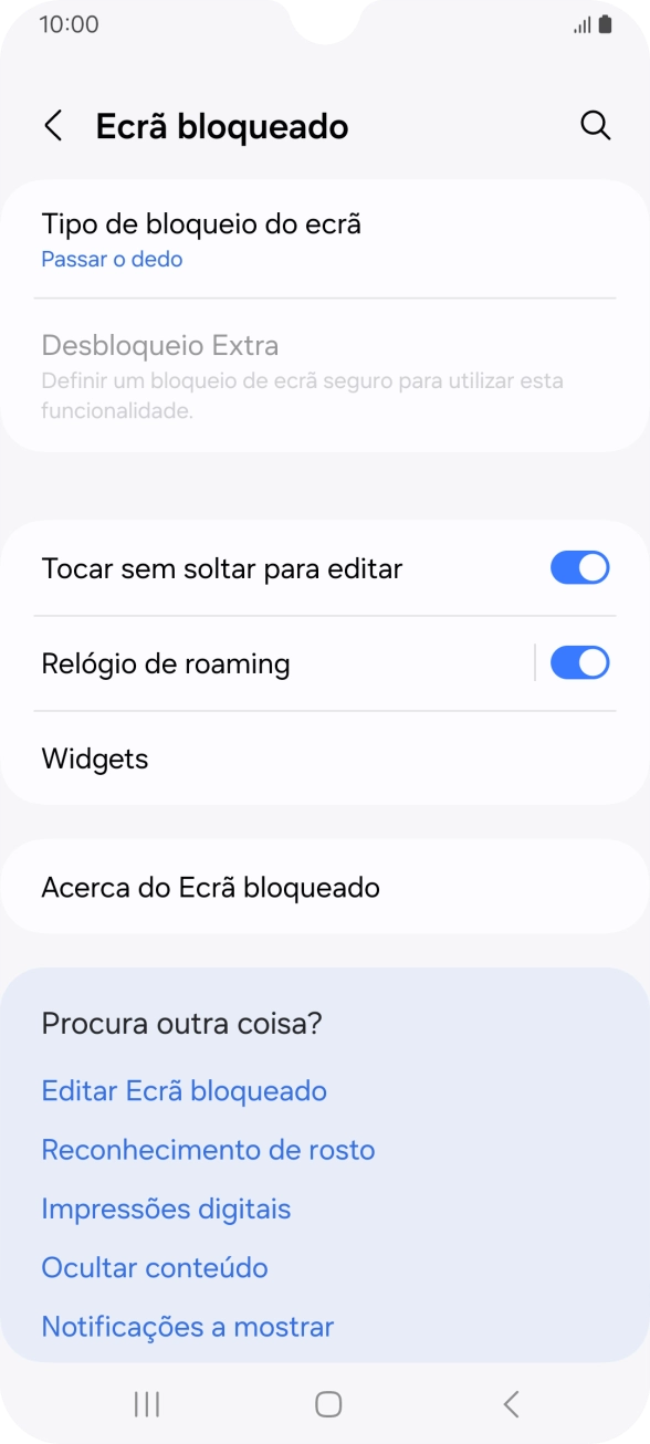 Prima Tipo de bloqueio do ecrã.