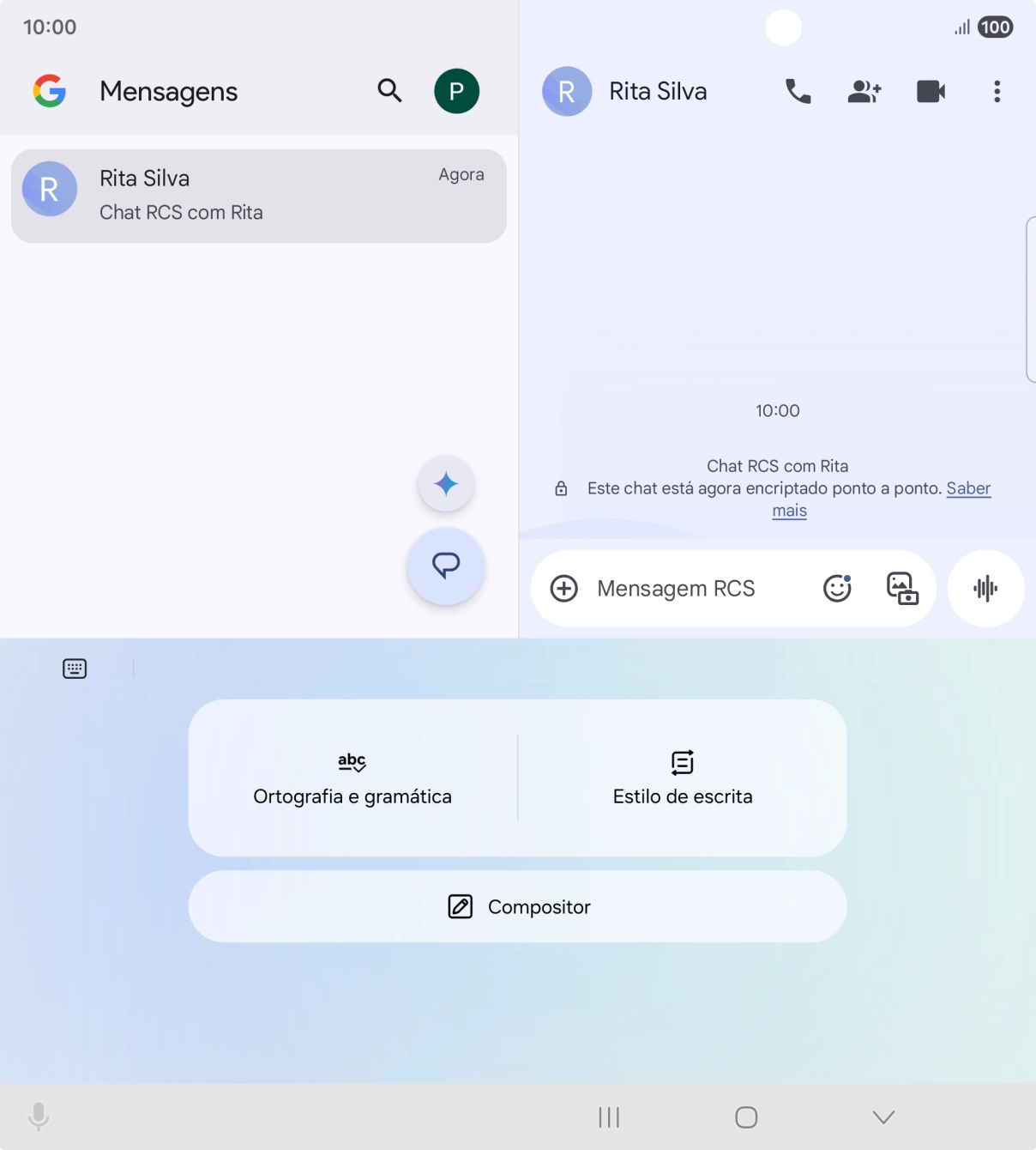 Para gerar um texto, prima em Compositor e siga as indicações no ecrã, para utilizar a função.