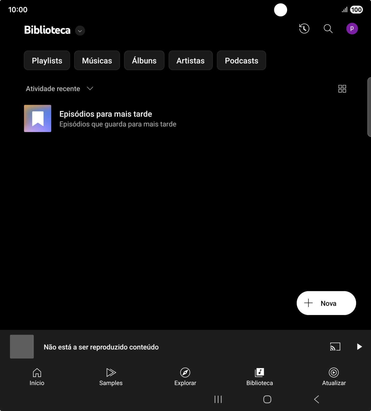 Prima a lista suspensa.