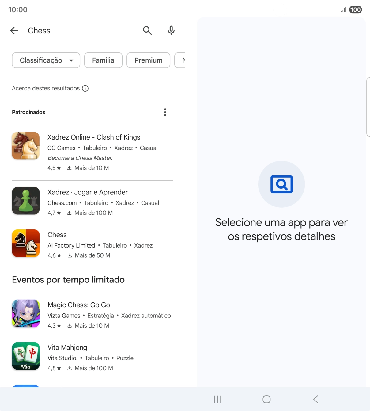 Prima a app pretendida.