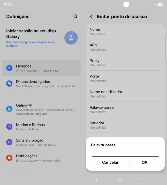 Introduza vodafone e prima OK.