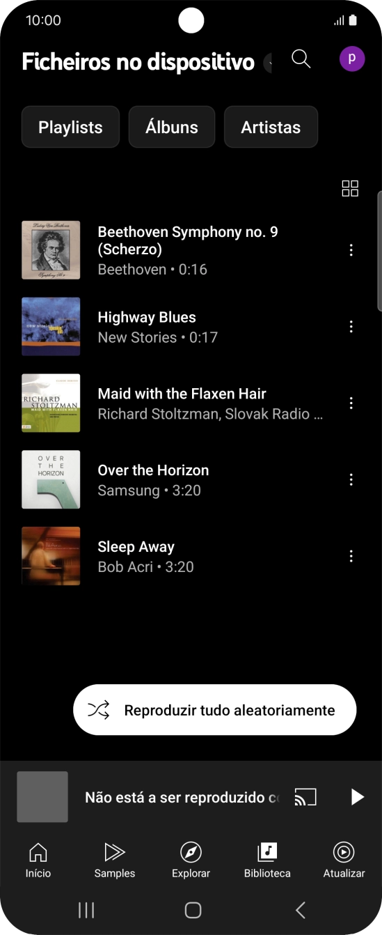 Prima o ficheiro de música pretendido.