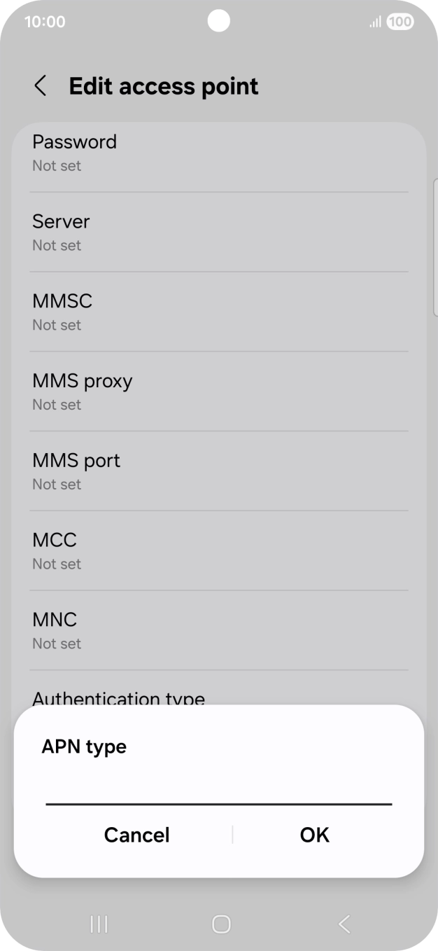 Key in default and press OK.