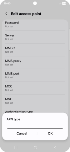 Key in default and press OK. Key in default and press OK.