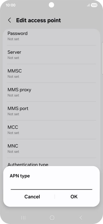 Key in default and press OK. Key in default and press OK.