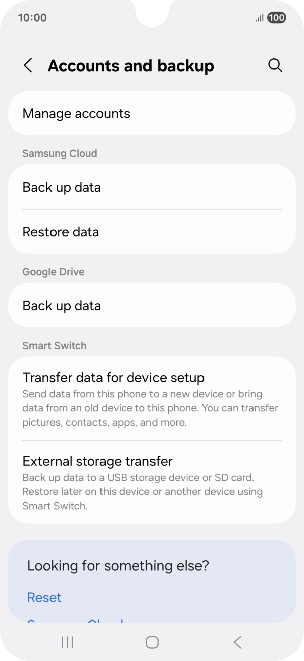 Press Manage accounts.