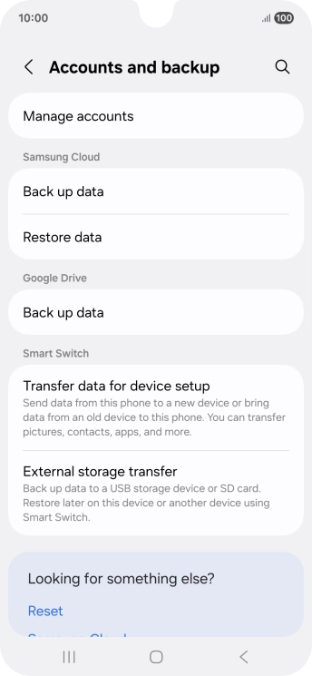 Press Manage accounts.