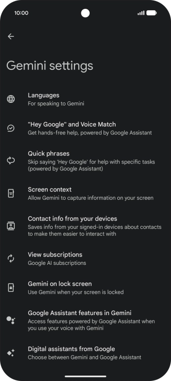 Follow the instructions on the screen to select the required settings.
