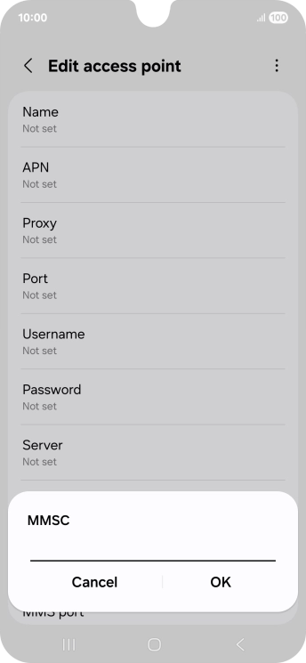 Key in http://mmsc.telstra.com:8002 and press OK.