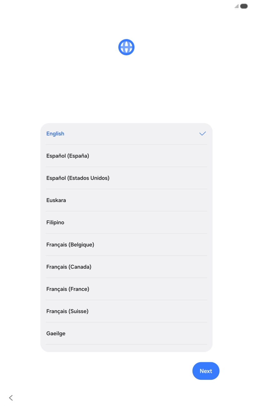 Press the required language.