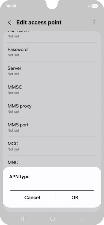 Key in default and press OK. Key in default and press OK.