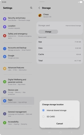 Press the name of the memory card.
