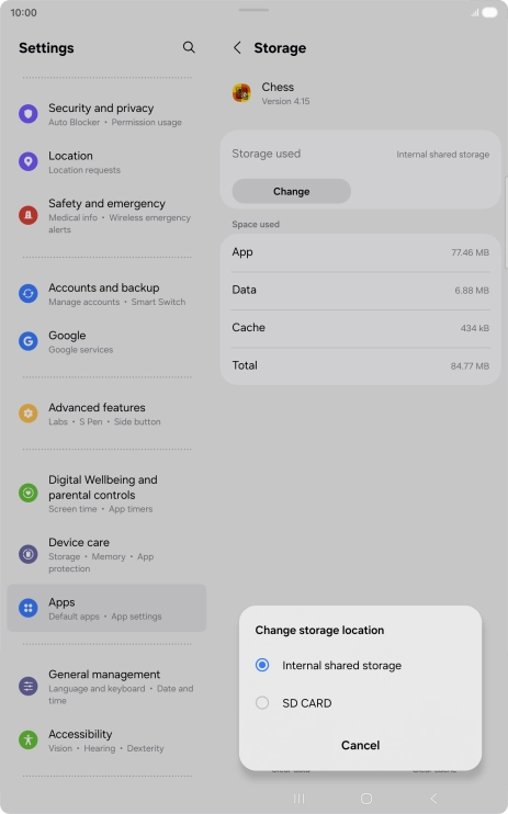 Press the name of the memory card.