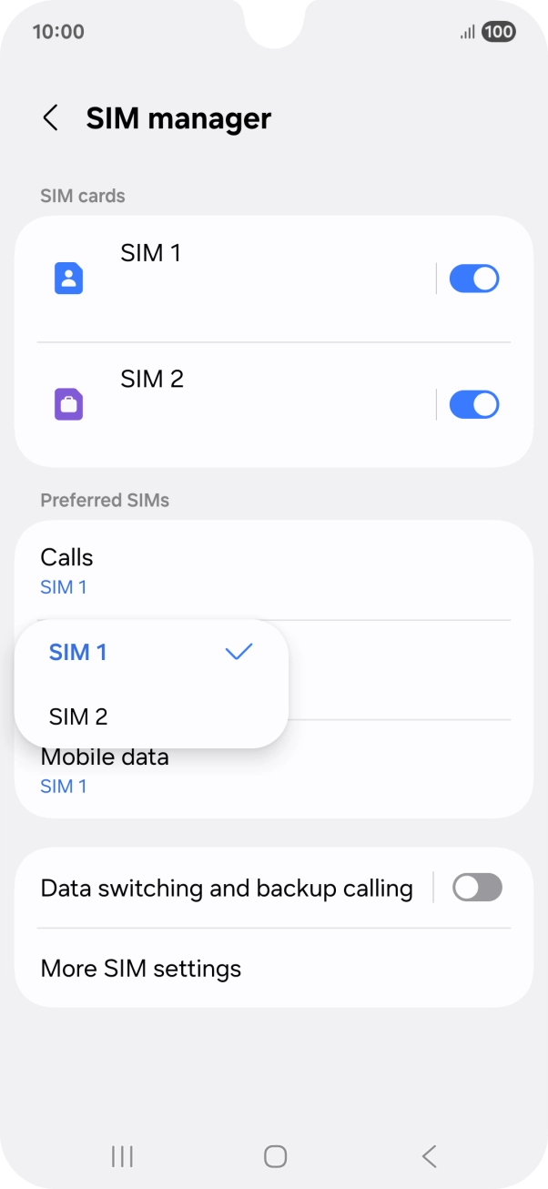 Press the required service.