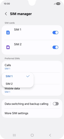 Press the required service.