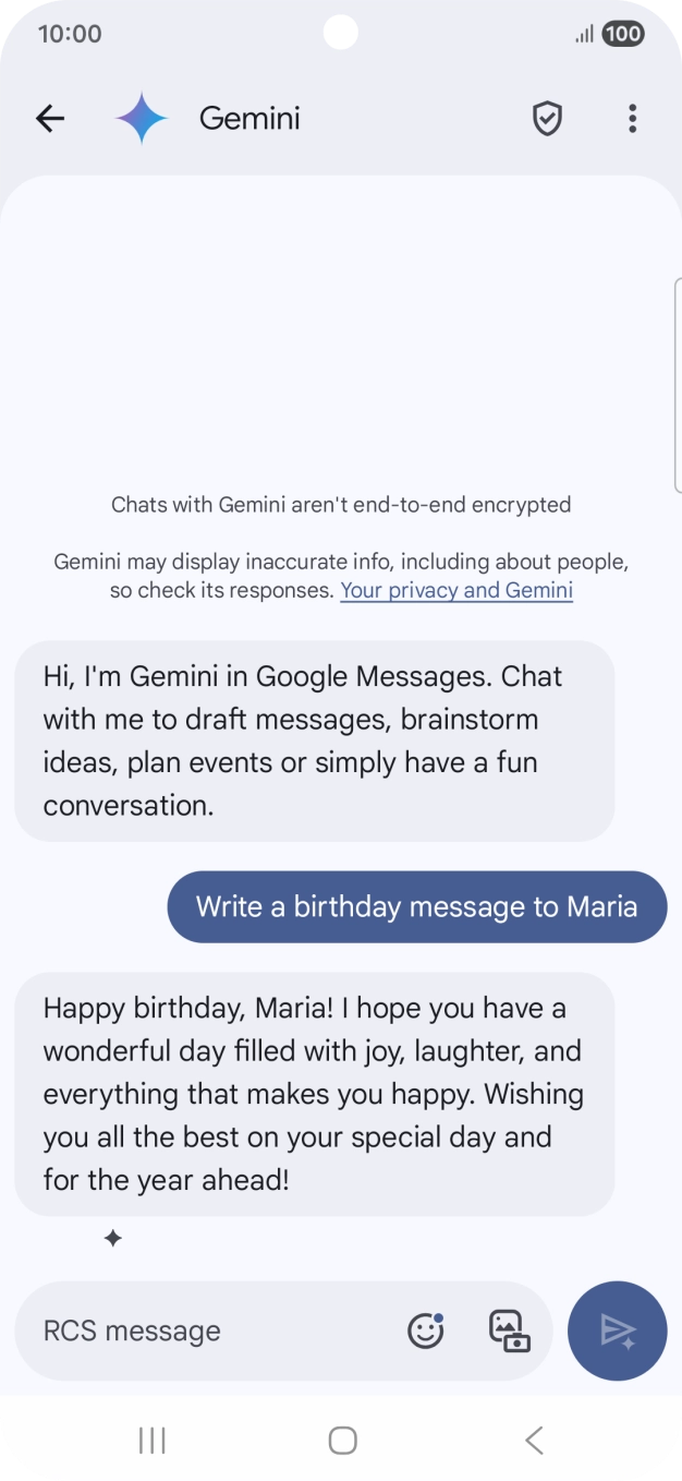 The text suggestion from Gemini is displayed.
