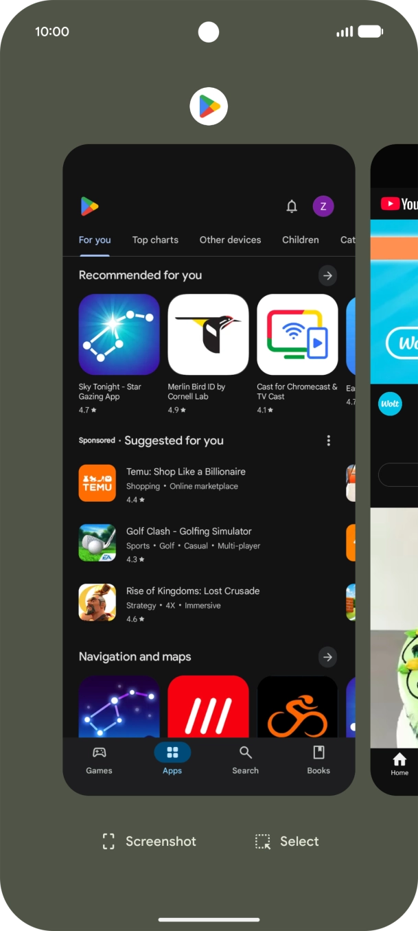 Press the app icon above the required app. Press the app icon above the required app.