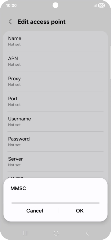 Key in http://mmsc.telstra.com:8002 and press OK.