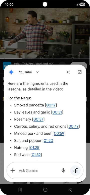 The answer from Gemini to your question is displayed.
