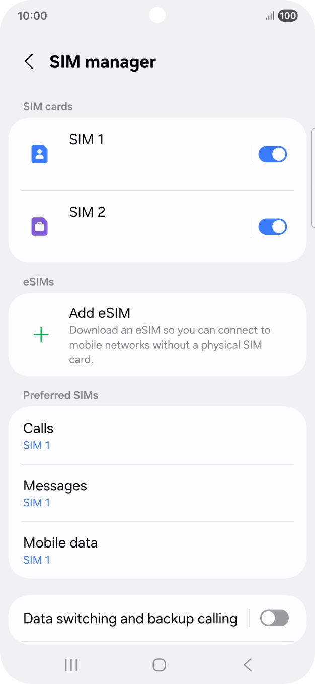 Press the required service. Press the required service.