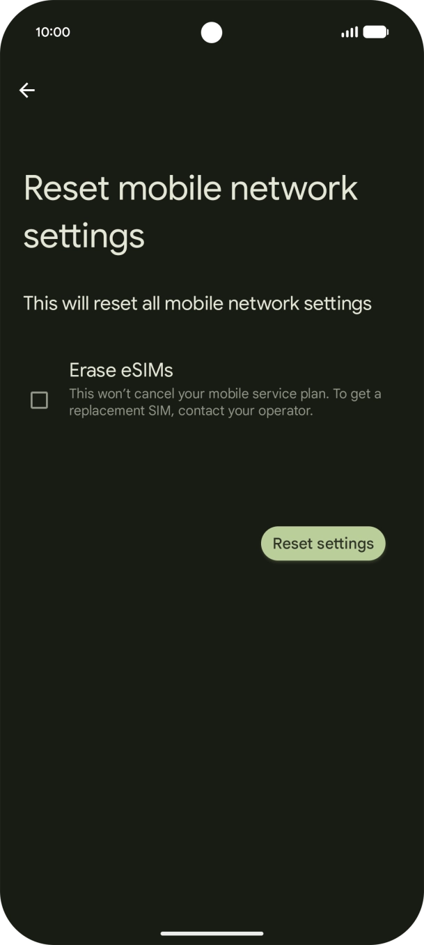 Press Reset settings.