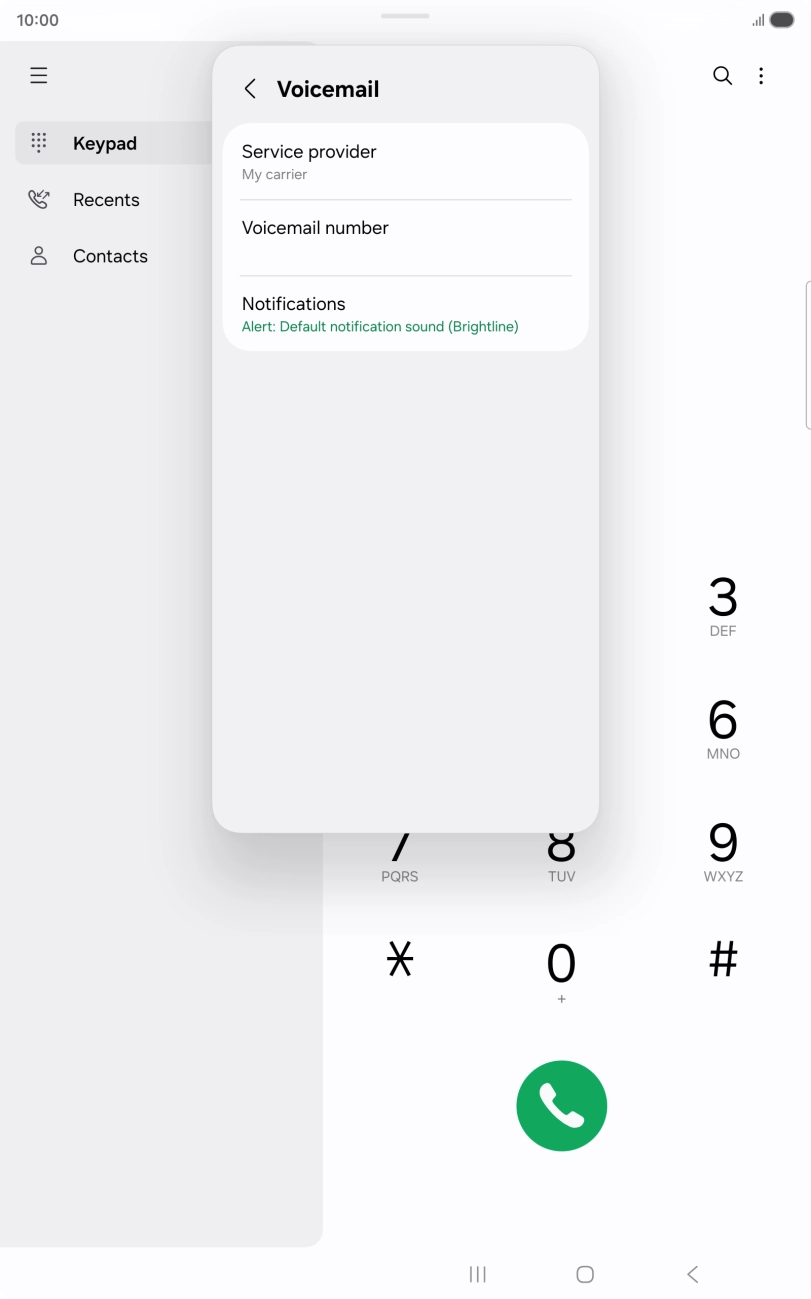 Press Voicemail number.