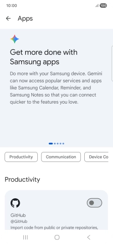 Press the indicator next to the required extension to turn on the function.