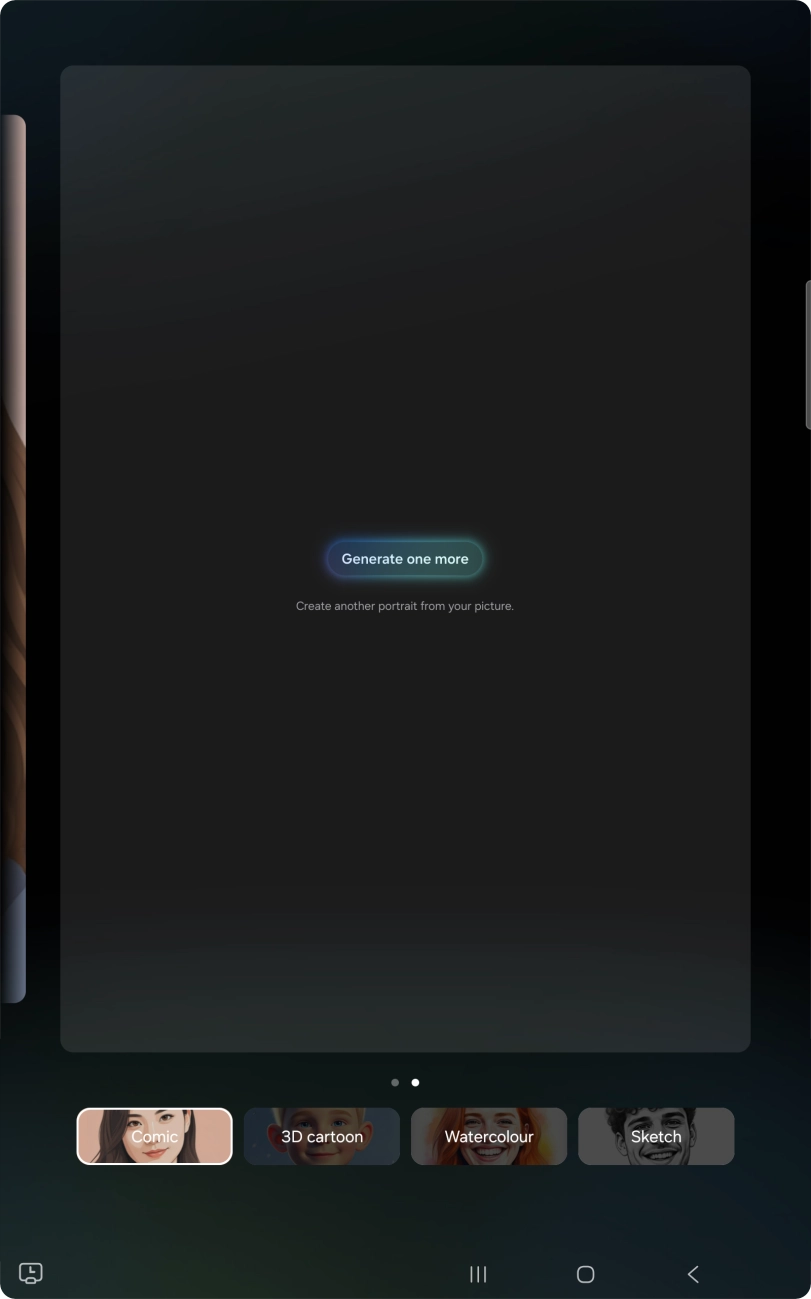 Press Generate one more to generate a new photo suggestion.