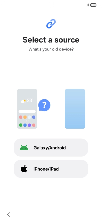 Press the required setting and follow the instructions on the screen to transfer the content from another phone. Press the required setting and follow the instructions on the screen to transfer the content from another phone.