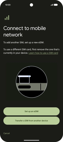 Press Set up an eSIM.