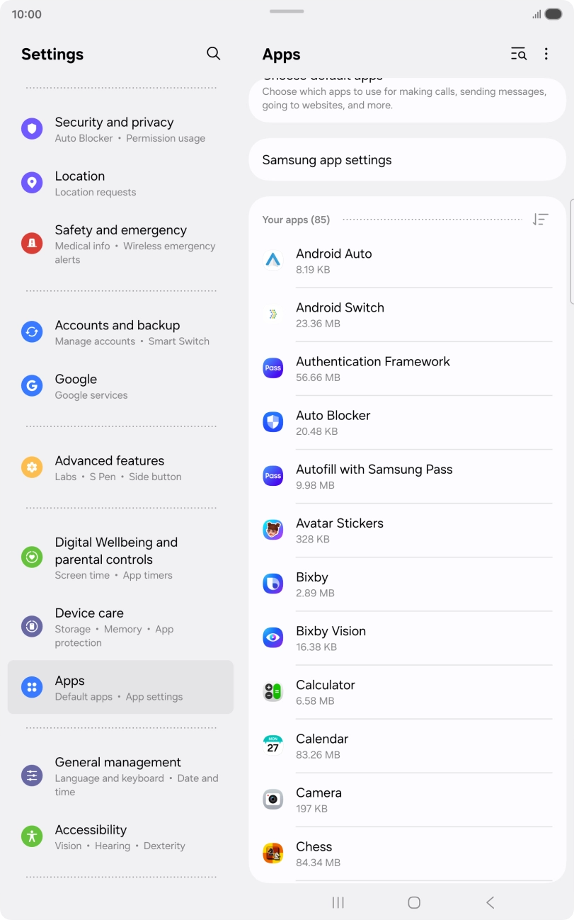 Press the required app.