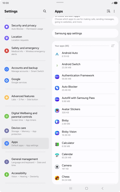 Press the required app.
