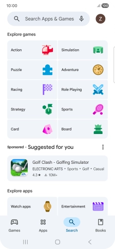 Press the search field.